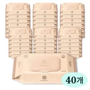 앙블랑 아기 물티슈 70평량 친환경 무라벨 네오 브라운 캡형 72매, 40팩 70gsm