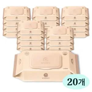 앙블랑 아기 물티슈 70평량 친환경 무라벨 네오 브라운 캡형 72매, 20팩 70gsm