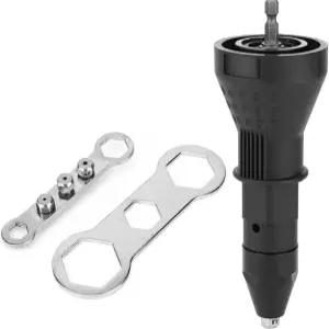 무선 전기 리벳 건 어댑터 키트 1/4인치 육각 생크 블라인드 너트 드릴 변환 드릴을 삽입 도구 (블랙 )