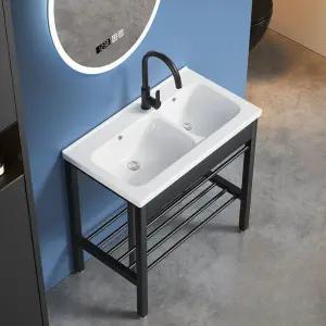 세탁 세면대 세라믹 브래킷 선반 빨래판 단일 베란다 세면대 스텐 60CM