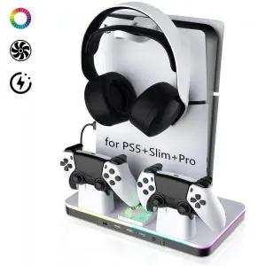 스위치독 미니독 RGB LED DualSense 충전기 PlayStation 5 콘솔 헤드셋디스크 보관 랙 PS5Pro슬림 쿨링 팬