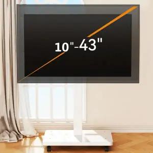 휴대용모니터거치대 포터블 모니터 태블릿 거치대 10-43인치 TV용 이동식 TV 스탠드 바퀴 휴대용 카트 회전