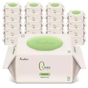 물티슈 70평량 20팩 페넬로페 0퍼센트 그린 캡형 고평량 아기물티슈