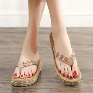 여성 플립플랍 보헤미안 쪼리 2컬러 웨지 슬리퍼