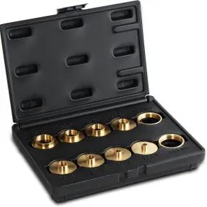 DCT 황동 라우터 템플릿 가이드 부싱 10피스 세트 및 블랙 휴대용 케이스 - 포터 케이블 5/16 대 1인치