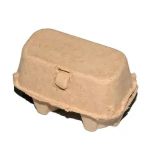 황색 2구 휴대용 밀폐형 종이계란판 계란케이스