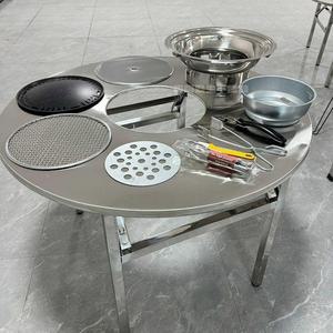 고기집 테이블 숯불 그릴 불판 고기 업소용 접이식 야외