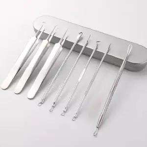피부관리도구 블랙헤드제거 여드름압출침 스테인리스 피지제거기구 8종세트