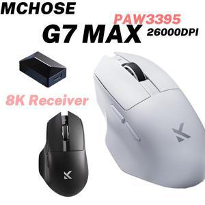 MCHOSE G7 MAX 트라이 모드 게이밍 오피스 마우스 PAW3395 26000DPI 800mAh 저전력 인체공학적 디자인 경량