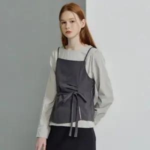 더틸버리 뷔스티에 레이어드 라운드넥 블라우스 TRAN0BL53W