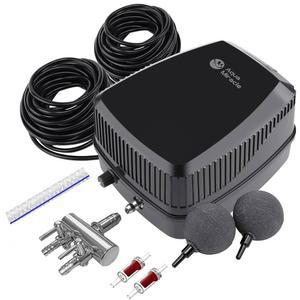 최대 1500갤런의 야외 연못을 위한 아쿠아미라클 올인원 코이 연못 에어레이터, 2구 매니폴드 항공사 튜빙 에어 스톤 체크 밸브가 있는 펌프 에어레이션 시스템