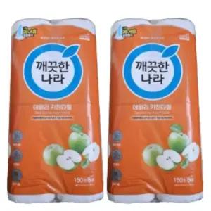 깨끗한나라 데일리 키친타올 150매 X 8롤 1+1팩(총3팩)