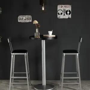 등받이 스툴 바의자 높은의자 소프트 스텐 높이65 실버 철제 레트로