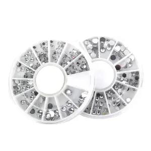 셀프네일러 네일아트 실버 큐빅 파츠 세트 재료 데코 스톤 원형 휠