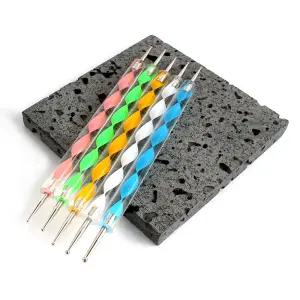 초보자용 홈 네일 케어 용품 양면 도트봉 마블스틱 5종 세트