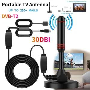 dmb안테나 30dbi HD TV 안테나 실내 야외 공중 세트 휴대용 증폭 디지털 리시버 DVB-T2 VHF UHF 응답