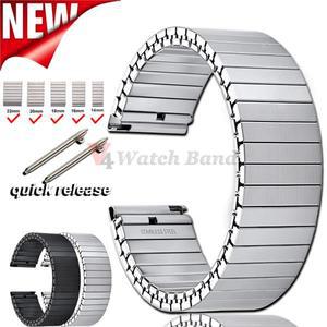 새로운 퀵 릴리스 스테인레스 스틸 탄성 스트레치 14/16/18/20/22mm 시계 밴드 액세서리 시계줄 금속 확장