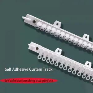 커튼집게 고리 핀 접착 펀칭 이중 나노 무소음 커튼 트랙 슬라이드 발코니 베이 창 문짝 Adh