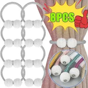 커튼집게 고리 핀 8-1PC 진주 자석 커튼 클립 홀더 넥타이 백 버클 목걸이 볼 타이