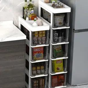 이동식 수납장 슬라이딩 다용도 정리함 틈새 수납장 좁은 플라스틱 보관함 주방 욕실