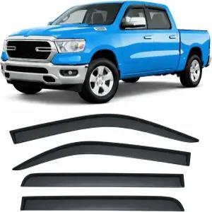2019-2026 테이프 온 사이드 윈도우 디플렉터 바이저 닷지 램 1500 크루 캡 온리 스모크 틴티드 레인 가드