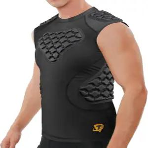 남성 패딩 압축 셔츠 - 축구 럭비 농구 야구 통기성 임팩트 분산을 위한 EVA 폼 가슴 및 등 보호 기능이