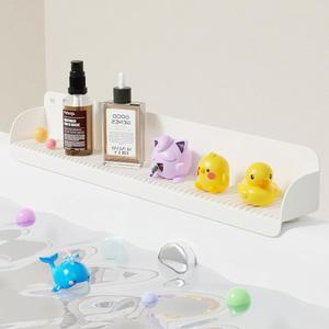 욕조 스플래시 가드, 10개의 강력한 흡입 컵이 있는 실리콘 장난감 트레이 홀더 보관함, 욕조 액세서리, 욕조용 조리대 보호대, 욕실 싱크대, 주방 싱크대 1개 그레이 화이트