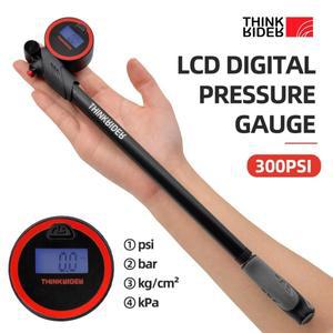 ThinkRider 휴대용 고압 300psi 자전거 공기 펌프(디지털 게이지 및 후방 서스펜션 충격 흡수 장치 포함)