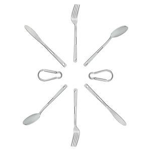 요리 사용할 2세트 하이킹, 여행에 2인용 아웃도어저커 초경량 및 rv 야외 세트 캠핑용품 나이프 식사로 4인 콤보 스푼 실버웨어 포크 캠핑,