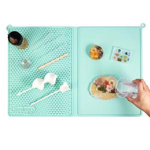 레진스 매트, 2-in-1 16인치 x 24인치 컬렉터 몰드, 공예품, 보석, 페인트, 점토 및 주방용 내열성 클린 실리콘 매트