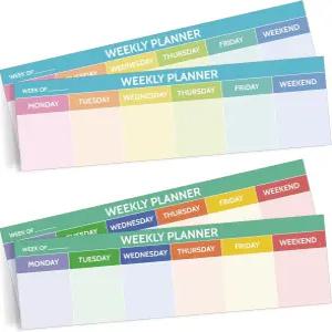 200매 수평 주간 플래너 스티커 메모장 2.8 x 9.5인치 접착 일정 패드 할 일 목록 캘린더 알림 공부