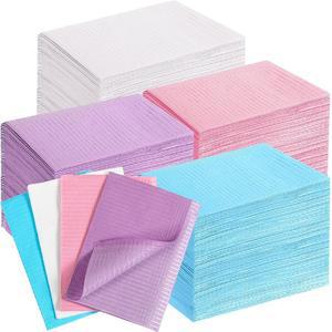 , 피어싱, 및 네일 테이블 패드 매트 래시 용품, 4가지 색상의 일회용 치과용 턱받이 시트 13 x 18 인치 3겹 방수 트레이 커버