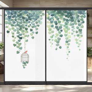 프레시 식물 문양 유리 시트지 인테리어 화장실 보호 비침 정전기 방수 방지 창문 시트 창호지 스크럽 거실 주방 장식 스티커 불투명