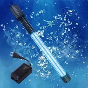 20W U-V 연못 수족관 조류 붐 클린 라이트 12.5피트 케이블 타이머 어항 물 수영장 스파 깨끗한 녹색 투명