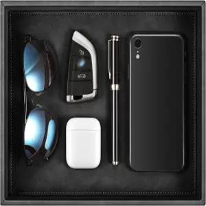 시튼 발렛 트레이 책상 정리함 PU 가죽 캐치올 침대 옆 배니티 나이트스탠드 캐디 코인 박스 열쇠 보석