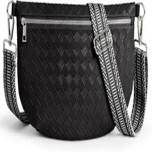 여성 여행용 칼리디 직조 크로스바디 백 여성용 가죽 패니 팩 와이드 스트랩 패션 벨트 범백
