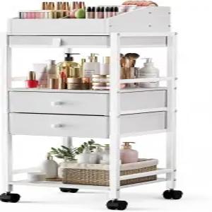 럭스파이어 메이크업 오거나이저 카트 바닥 스킨케어 서랍이 있는 보관함 베니티 화장품 진열 케이스 홀더