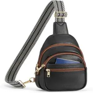 CHOLISS 여성용 및 남성용 방지 소형 슬링백 RFID 가죽 크로스바디백 패니 팩 가슴 가방 여행용 지갑