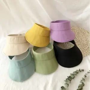 아동 칼라 면 썬캡 모자 썬햇 여름 모자 면 찍찍이 어린이 키즈 남아 여아 사파리 단색 어린이집 사은품