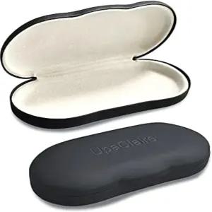 우파클레어 클립온 안경 케이스 슬림 하드 쉘 초경량 레트로 플랫 보관함 압축 저항성 블랙