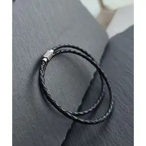 매장정품 VOLKSVAGEN WATCH 써지컬 스틸 자석고리 3mm 천연가죽꼬임 팔찌 사이즈 선택