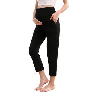 주미이 임산부 라운지 팬츠 임신 바지 배 위 신축성 있는 액티브웨어, 주머니가 달린 의류 스웨트