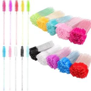 속눈썹 연장용 Exacoo 500개 눈썹 브러시 스풀리 빗 일회용 마스카라 완드