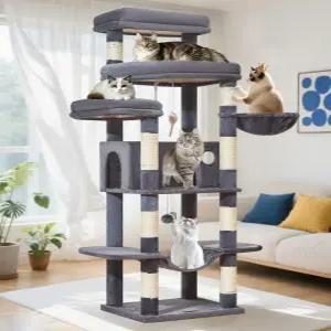 대형 고양이를 위한 타오키미아오 71인치 고양이 나무 20파운드 이상 3개의 거대한 농어 다단계 타워 9개의