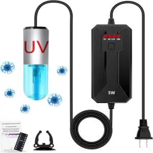 타이산 수족관 깨끗한 조명 3W 미니 조류 제거 타이머 물 녹색 투명 방수 어항 연못 수영장용