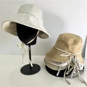 여성 탄탄한 방수 챙 넙은 여름 모자 자외선차단 휴가용