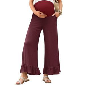 유시파이 여성 임산부 바지 소프트 러플 플로피 라운지 팔라초 임신 와이드 레그 팬츠