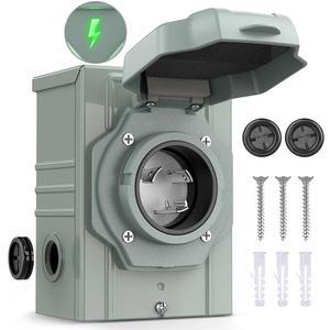 Nilight 30 AMP 발전기 전원 흡입구 125V NEMA L5-30P 리셉터클 박스 LED 표시기 사전 드릴 ETL, RV 캠핑카 실외 사용을 위한 밀폐형 잠금식 방수 콘센트 나열