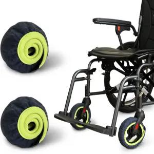 이지호이슬링 휠체어 휠 커버 2팩 방진 바닥 보호대 강화 그립 무소음 롤링은 대부분의 타이어(브라운