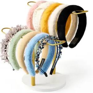 모이레티 헤드밴드 홀더(우든 베이스) 2단 메탈 오거나이저 헤어 후프 디스플레이 스탠드 보관 로프 활